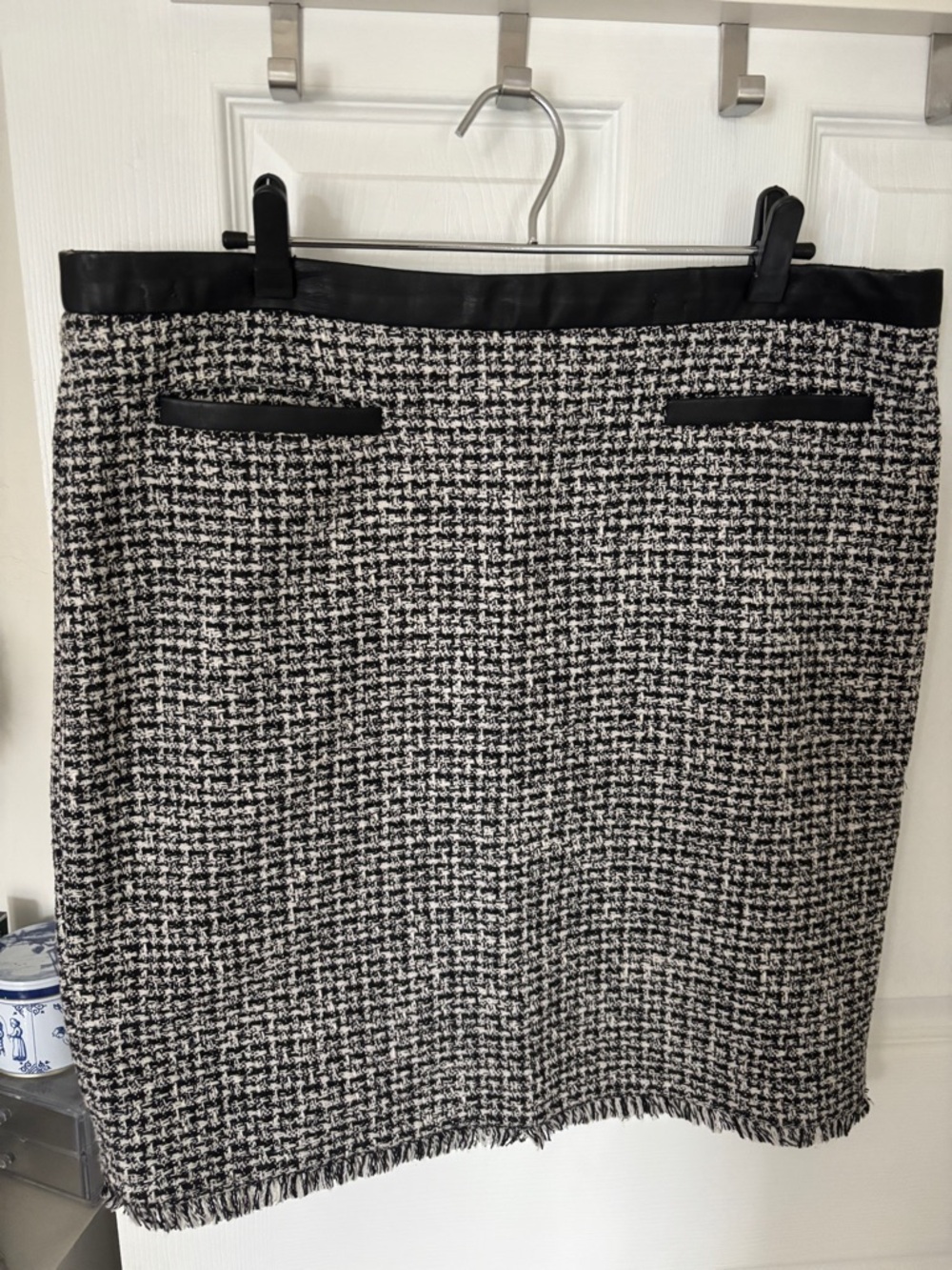OLSEN EUROPE Black White Tweed Cotton Mini Skirt Size M-L/12